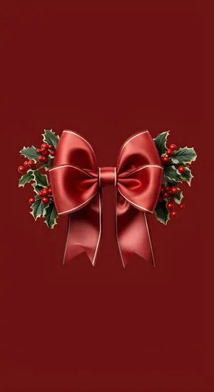 Elegant Red Christmas Bow Wallpaper