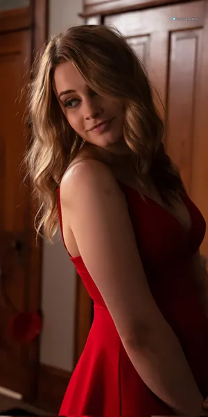 Elegant Red Dress Glance Wallpaper