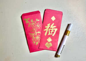Elegant Red Envelope On A Wooden Surface Wallpaper