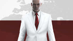 Elegant Red Tie On A Gray Suit Wallpaper