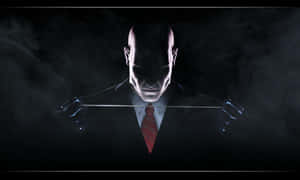 Elegant Red Tie On Gray Suit Wallpaper