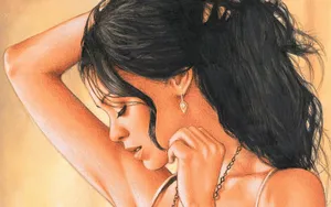 Elegant Sketchof Woman Pondering Wallpaper