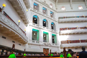 Elegant State Library Interior Wallpaper