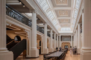 Elegant State Library Interior Wallpaper