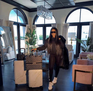 Elegant Travel Ready Woman Luxury Home Decor Wallpaper