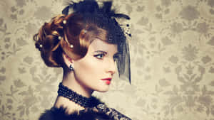 Elegant Vintage Hairstylewith Accessories Wallpaper