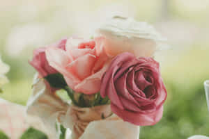 Elegant Wedding Roses Bouquet Wallpaper