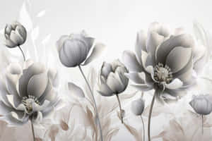 Elegant White Floral Artwork Wallpaper