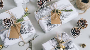 Elegant Winter Gift Wrapping Wallpaper