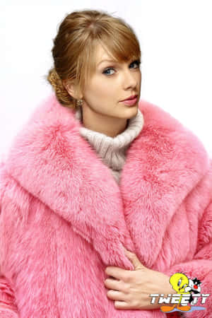 Elegant Woman Wearing A Fashionable Pink Coat Wallpaper