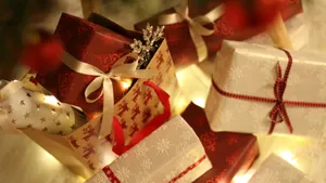 Elegant Wrapped Christmas Gifts Wallpaper