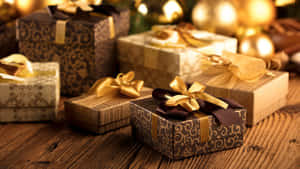 Elegant Wrapped Gift Boxes Wallpaper