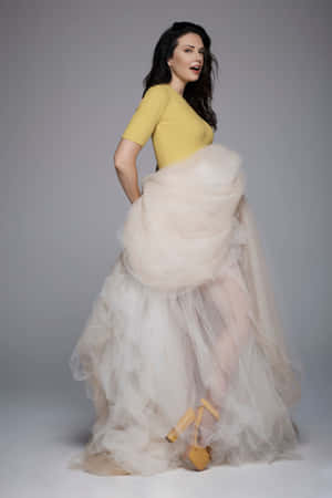 Elegant Yellow Top Tulle Skirt Fashion Wallpaper