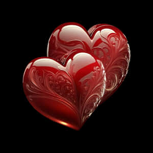 Elegant3 D Red Heart Artwork Wallpaper