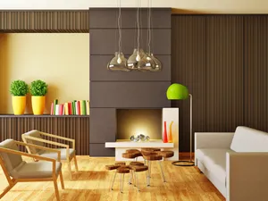Elegantly Designed Living Room With Wooden Furniture Wallpaper