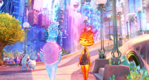 Elemental Animated Characters Walking Wallpaper