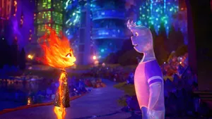 Elemental Fireand Water Characters Meeting Wallpaper