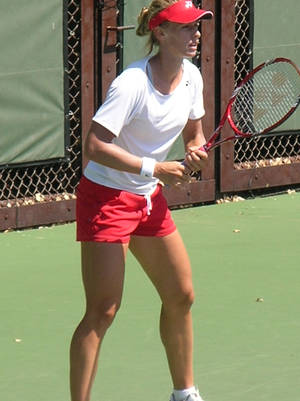 Elena Dementieva White Shirt Red Shorts Wallpaper