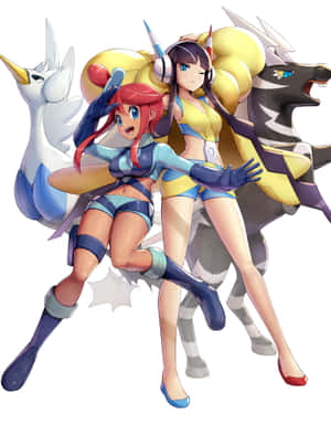 Elesa And Zebstrika X Skyla And Swanna Wallpaper