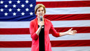 Elizabeth Warren In A Bold Red And Black Attire Wallpaper