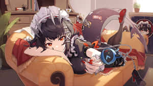 Ellen Joe Relaxing On Couch Wallpaper