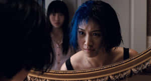 Ellen Wong Blue Hair Mirror Reflection Wallpaper