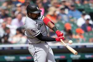 Eloy Jimenez Baseball Hitting Action Wallpaper