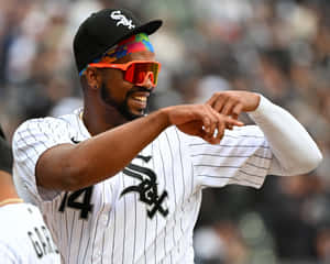 Eloy Jimenez Smiling Baseball Player Wallpaper