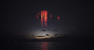 Elusive Red Sprites In Aegean Sea Wallpaper