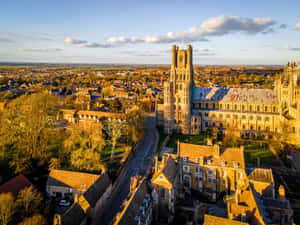 Ely Cathedral Aerial View U K Wallpaper