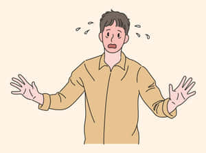 Embarrassed Man Sweating Cartoon Wallpaper