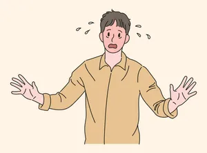 Embarrassed Man Sweating Cartoon Wallpaper