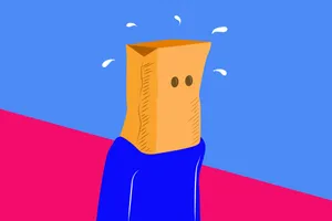 Embarrassed Person With Paper Bag Head Wallpaper