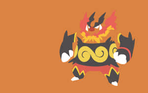 Emboar Over An Orange Background Wallpaper