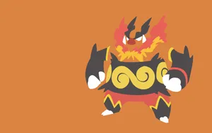 Emboar Over An Orange Background Wallpaper