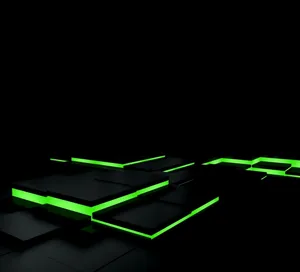 Embossed Squares With Green Led Lights Wallpaper