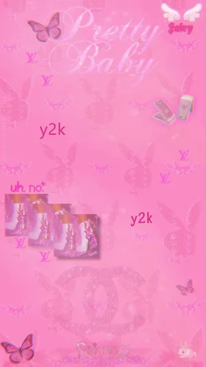 Embrace Nostalgia With This Vibrant Pink Pretty Baby Cyber Y2k Aesthetic. Wallpaper