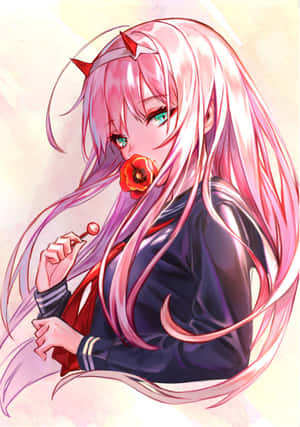 Embrace Yourself In The Beauty Of Zero Two's Aesthetic Wallpaper