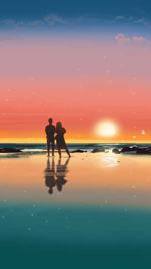 Embracing The Beauty Of Beach Love Wallpaper