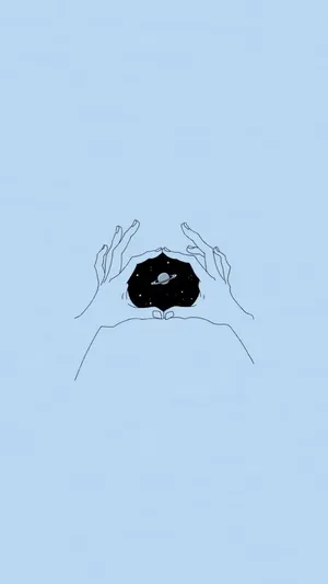 Embracing The Universe In Pastel Blue Aesthetic Wallpaper