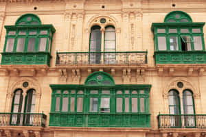 Emerald Green Balconies Architecture Wallpaper