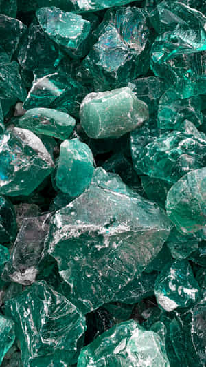 Emerald Green Glass Shards Wallpaper