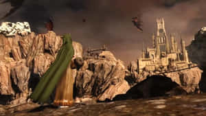 Emerald Herald From Dark Souls Standing In A Mysterious Environment Wallpaper