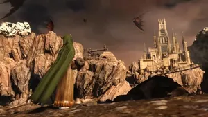 Emerald Herald From Dark Souls Standing In A Mysterious Environment Wallpaper