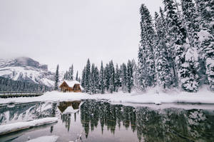 Emerald Lake Winter Desktop Wallpaper