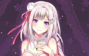 Emilia, The Stunning Half-elf From The Re:zero Anime Series Wallpaper