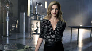 Emily Bett Rickards Polka Dot Dress Wallpaper