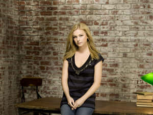 Emily Vancamp Brick Backdrop Portrait Wallpaper