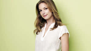 Emily Vancamp White Blouse Green Background Wallpaper