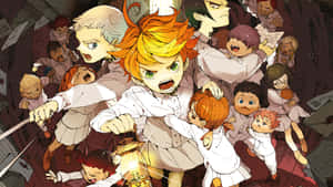 Emma And The Promised Neverland Children Unite Wallpaper